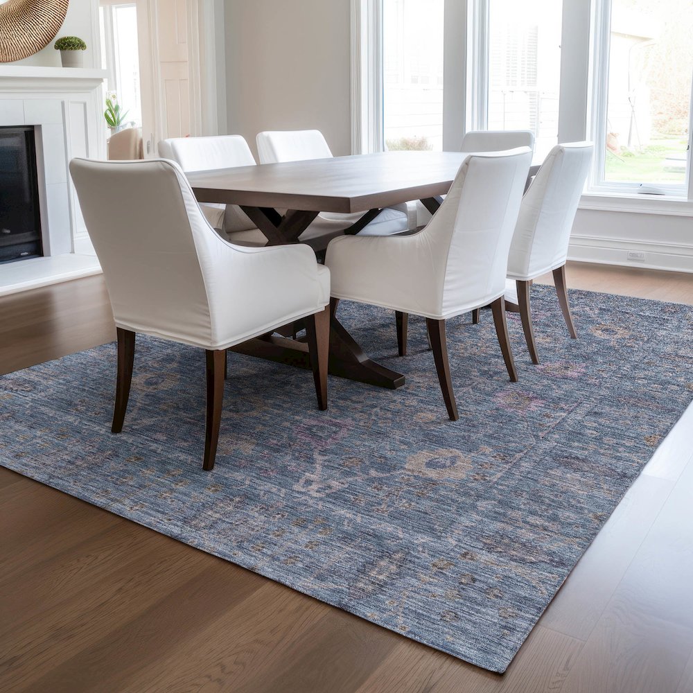 Luxury Washable Indoor/Outdoor Solace Denim 2'6" x 3'10" Rug. Picture 6