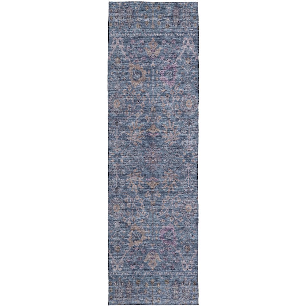 Luxury Washable Indoor/Outdoor Solace Denim 2'3" x 7'6" Runner Rug. Picture 1