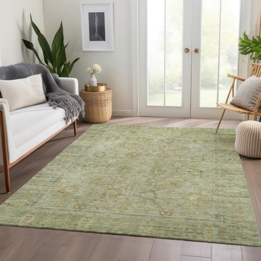 Luxury Washable Indoor/Outdoor Solace Sage 2'6" x 3'10" Rug. Picture 5