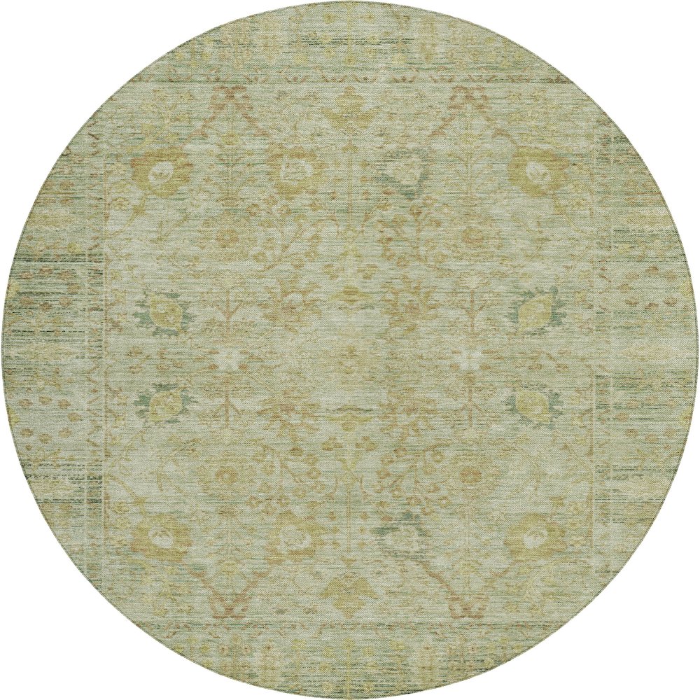 Luxury Washable Indoor/Outdoor Solace Sage 8' x 8' Round Rug. Picture 1