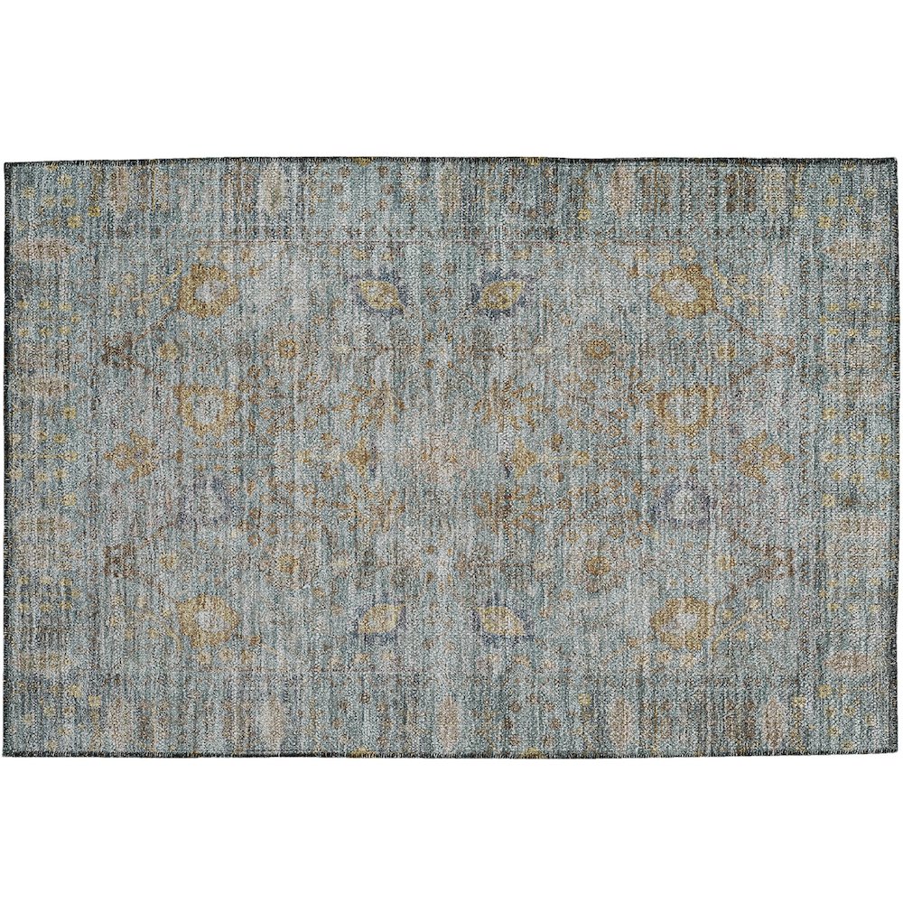 Luxury Washable Indoor/Outdoor Solace Teal 1'8" x 2'6" Rug. Picture 1