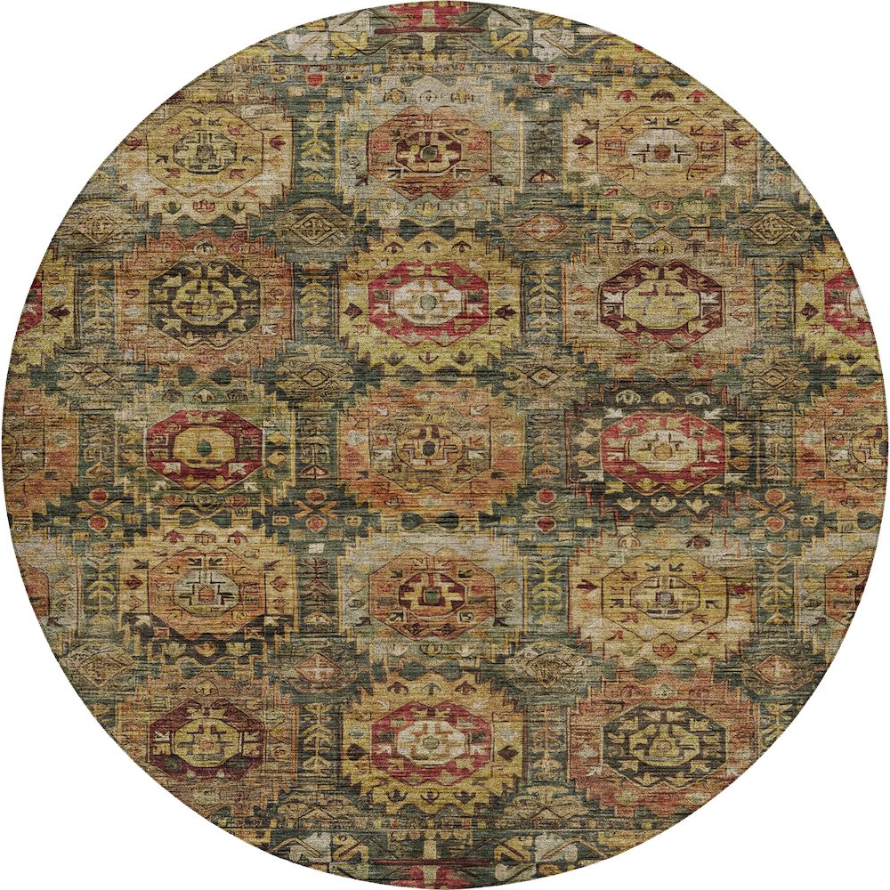 Indoor/Outdoor Silk Road Fern 8' x 8' Round Rug. Picture 1
