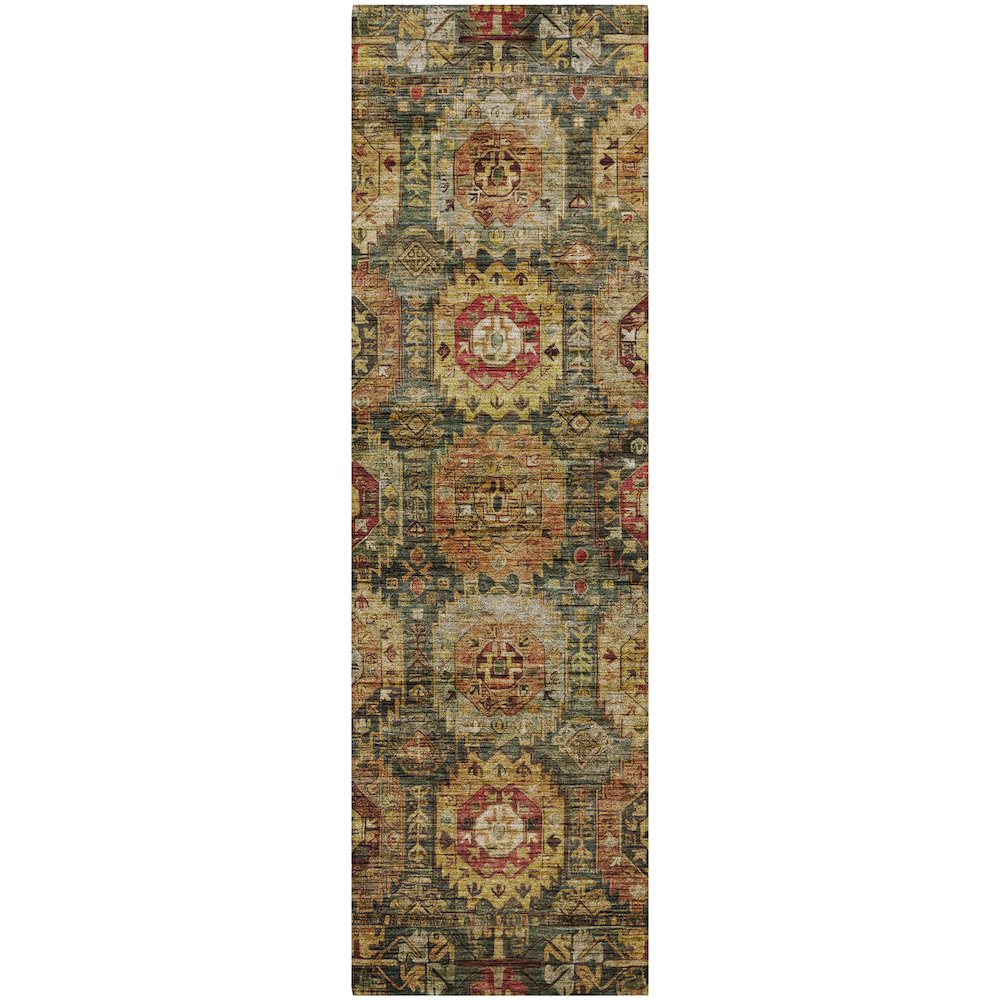 Indoor/Outdoor Silk Road Fern 2'3" x 7'6" Runner Rug. Picture 1