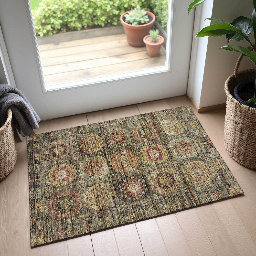 Indoor/Outdoor Silk Road Fern 1'8" x 2'6" Rug. Picture 5