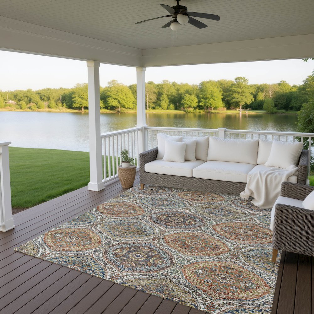 Indoor/Outdoor Silk Road Multi 2'6" x 3'10" Rug. Picture 7