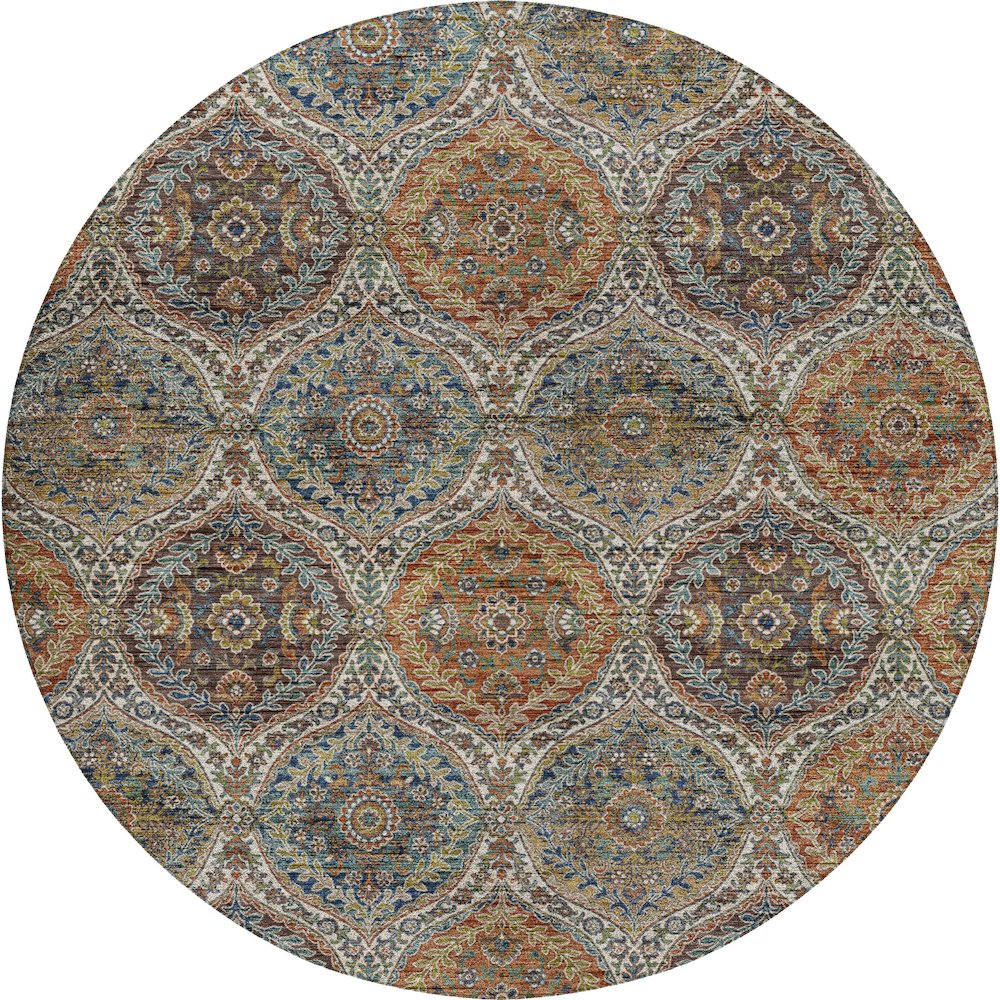 Indoor/Outdoor Silk Road Multi 8' x 8' Round Rug. Picture 1