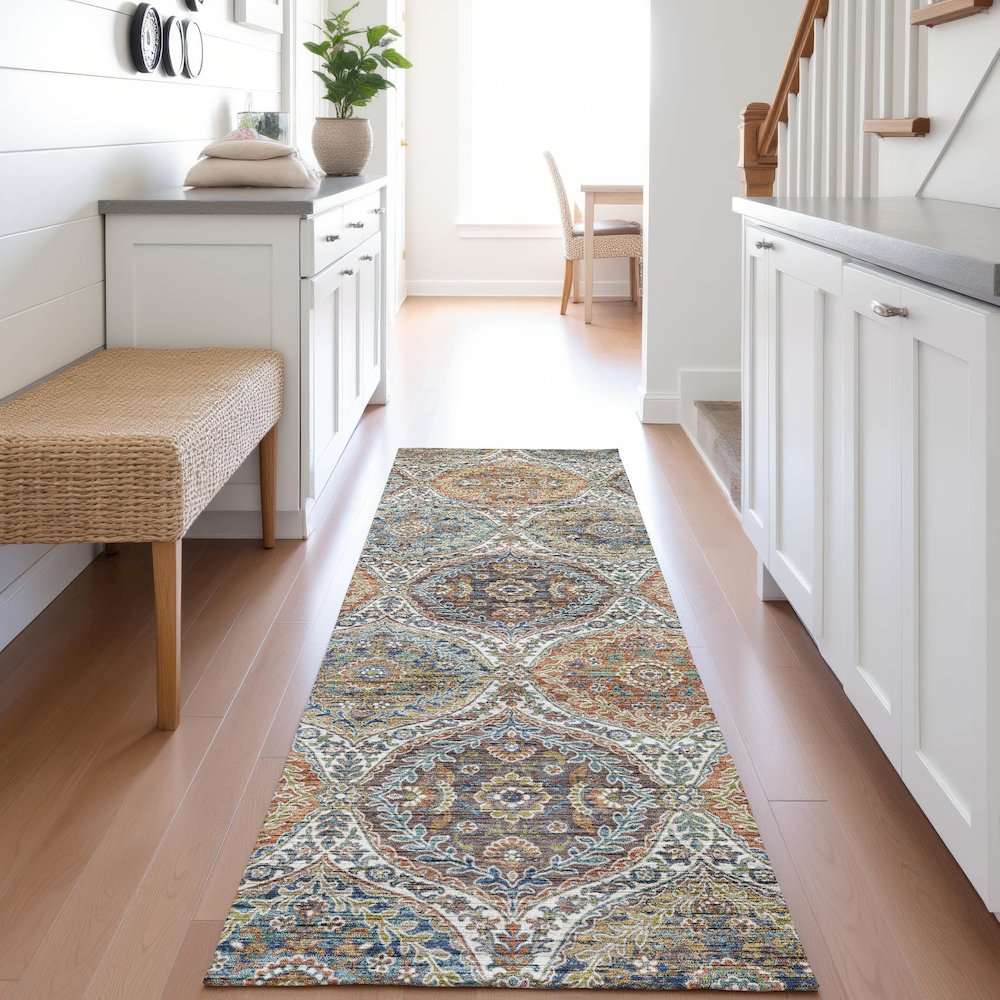 Indoor/Outdoor Silk Road Multi 2'3" x 7'6" Runner Rug. Picture 5