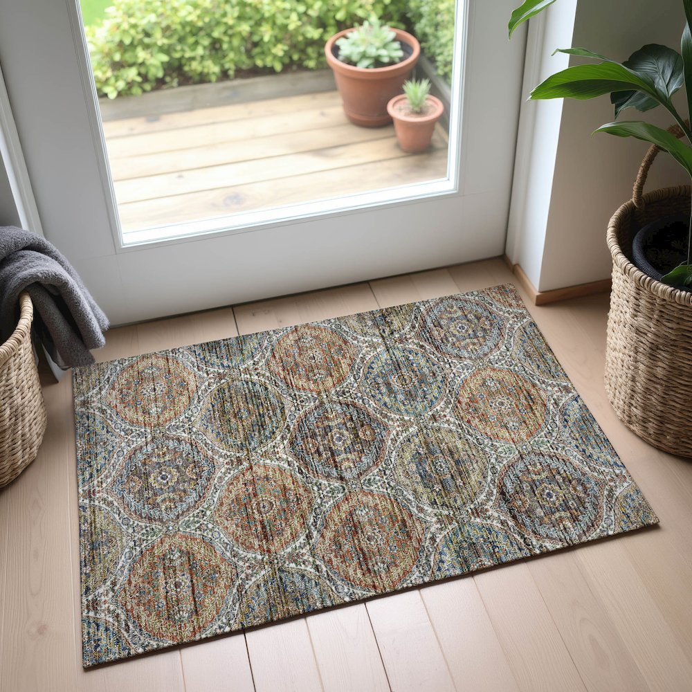 Indoor/Outdoor Silk Road Multi 1'8" x 2'6" Rug. Picture 5