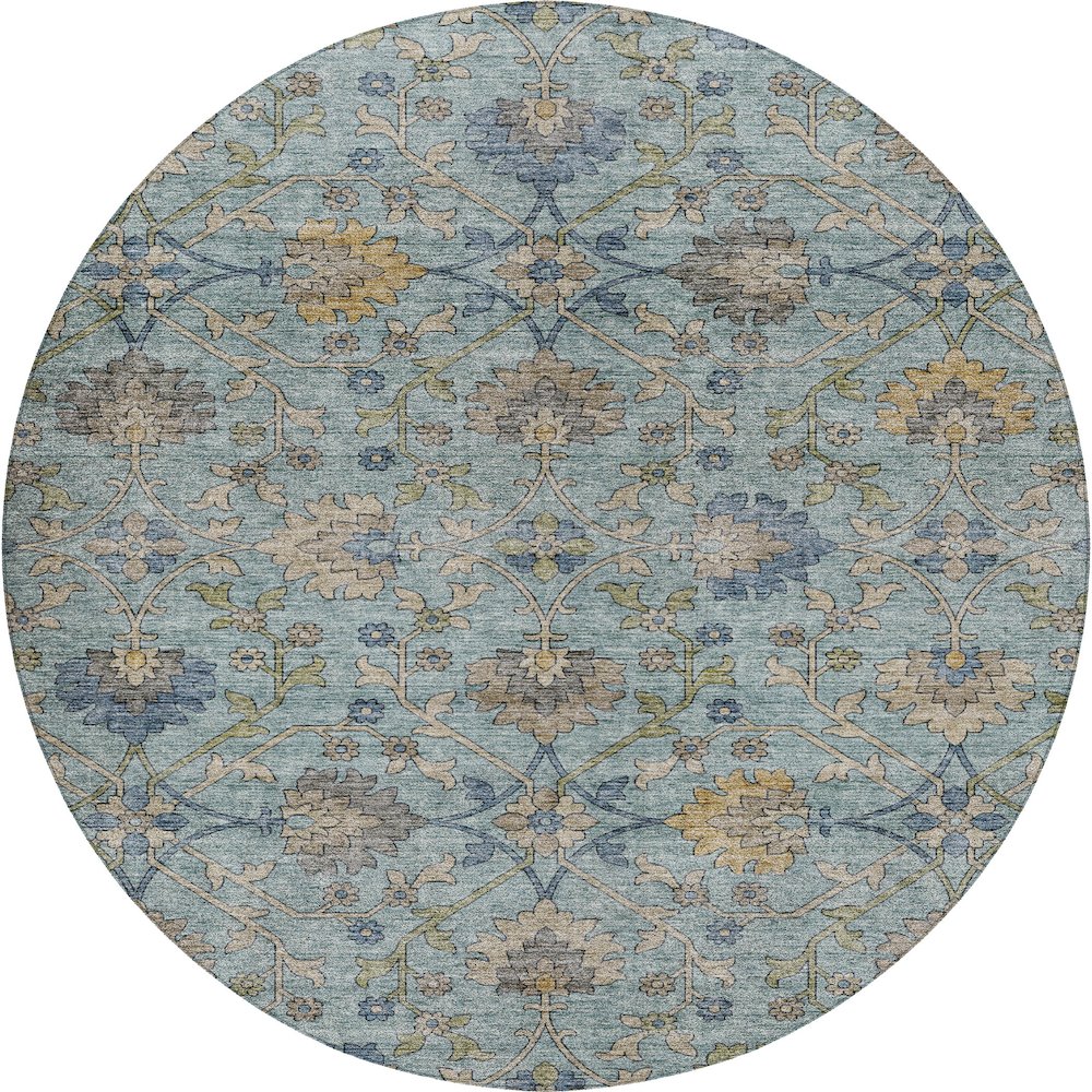 Indoor/Outdoor Silk Road Denim 8' x 8' Round Rug. Picture 1