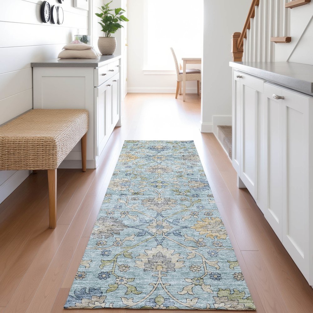 Indoor/Outdoor Silk Road Denim 2'3" x 7'6" Runner Rug. Picture 5