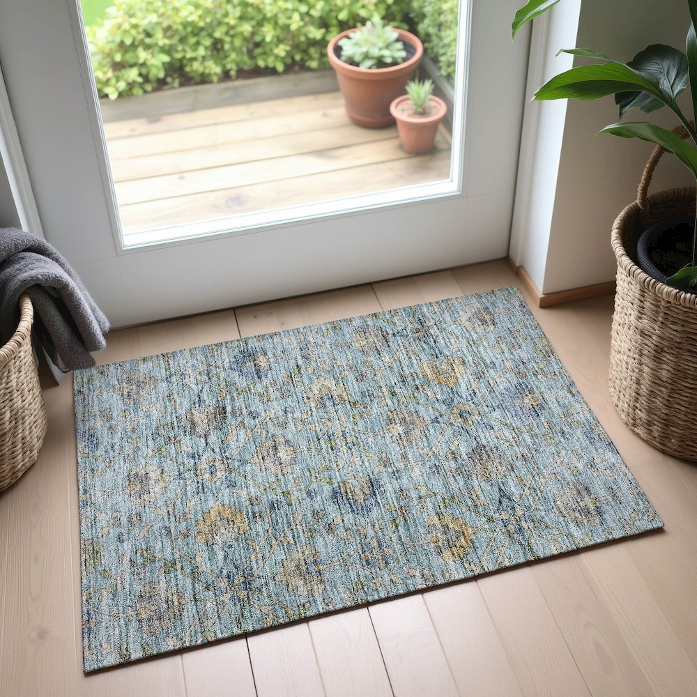 Indoor/Outdoor Silk Road Denim 1'8" x 2'6" Rug. Picture 5