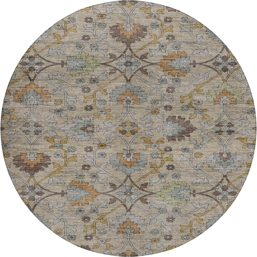 Indoor/Outdoor Silk Road Flax 8' x 8' Round Rug. Picture 1