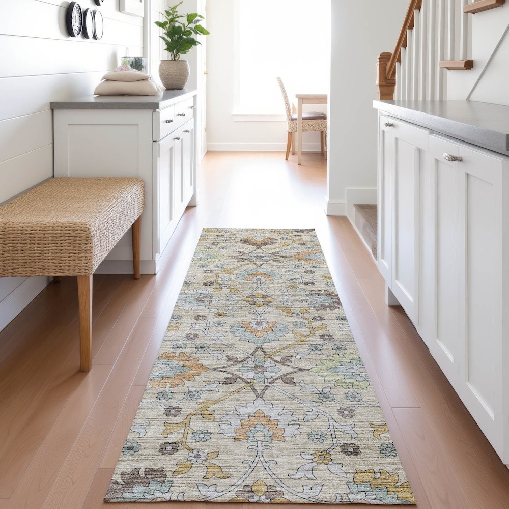 Indoor/Outdoor Silk Road Flax 2'3" x 7'6" Runner Rug. Picture 5