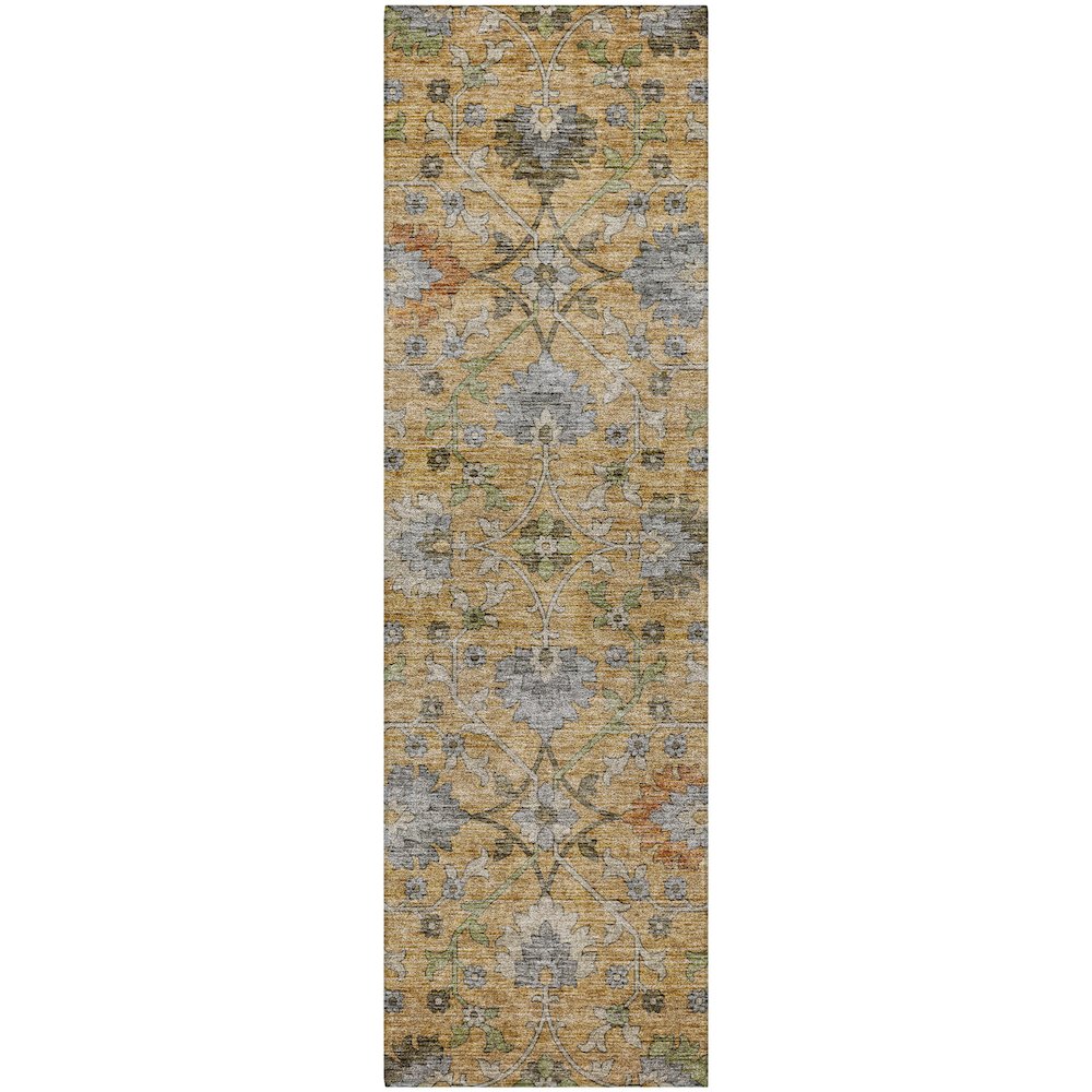 Indoor/Outdoor Silk Road Saffron 2'3" x 7'6" Runner Rug. Picture 1