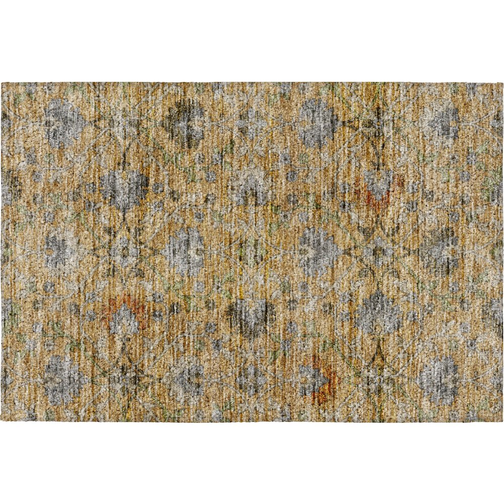 Indoor/Outdoor Silk Road Saffron 1'8" x 2'6" Rug. Picture 1
