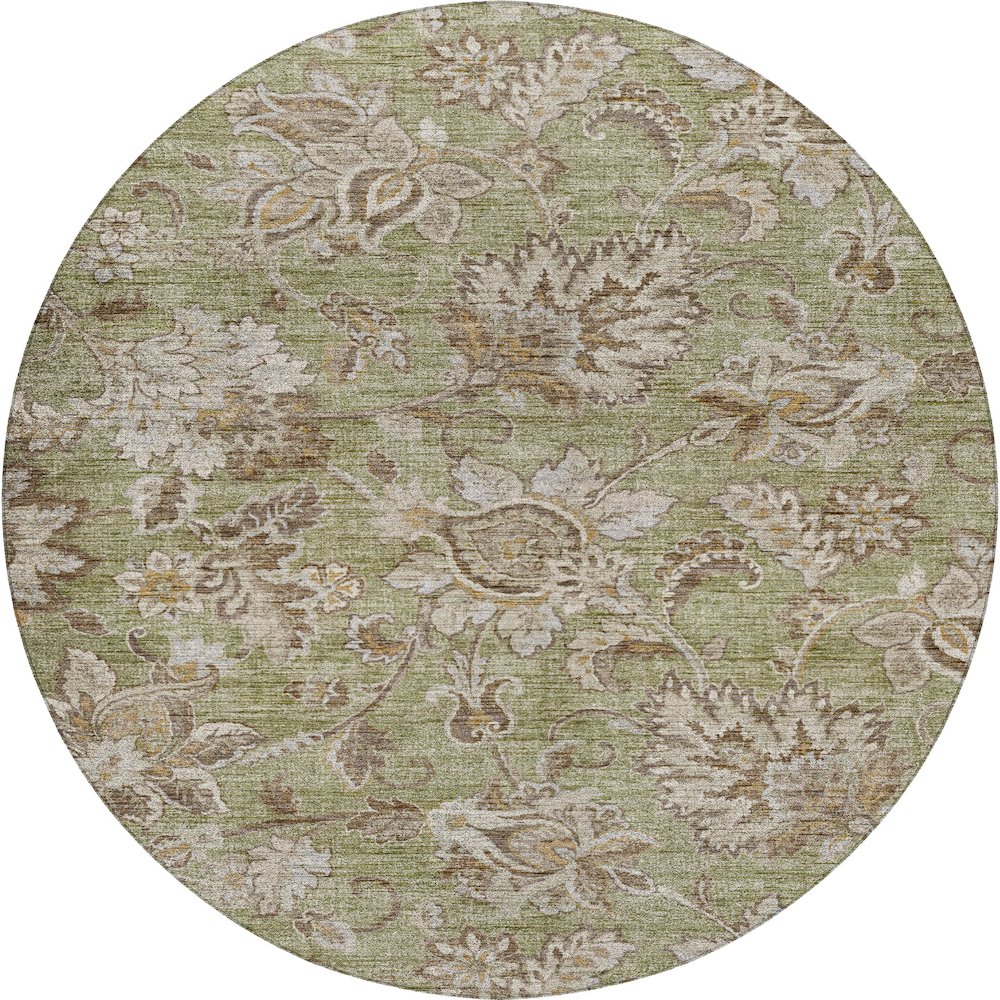 Indoor/Outdoor Silk Road Aloe 8' x 8' Round Rug. Picture 1