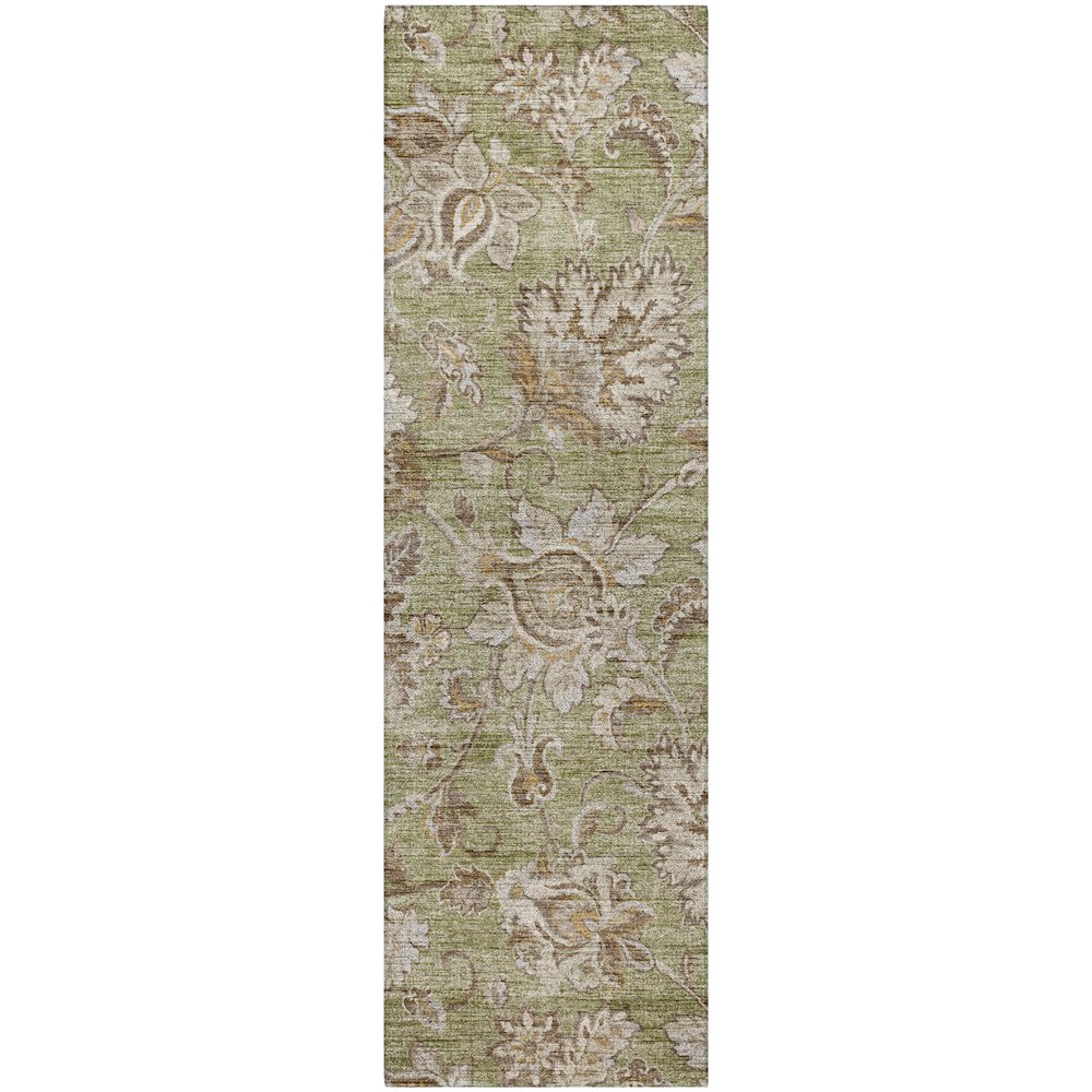 Indoor/Outdoor Silk Road Aloe 2'3" x 7'6" Runner Rug. Picture 1