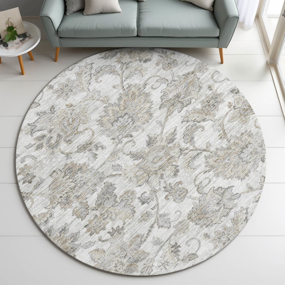 Indoor/Outdoor Silk Road Linen 8' x 8' Round Rug. Picture 5