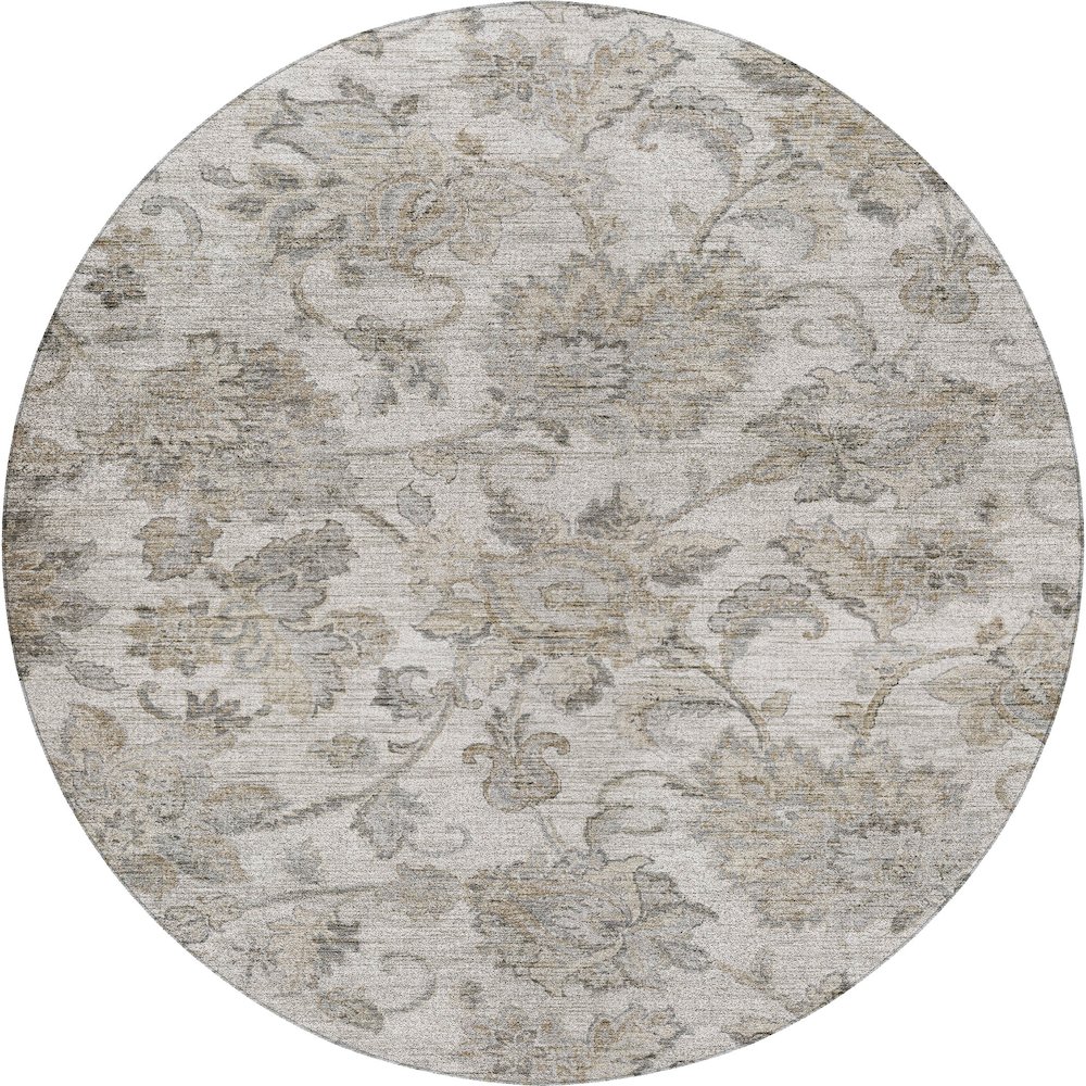 Indoor/Outdoor Silk Road Linen 8' x 8' Round Rug. Picture 1