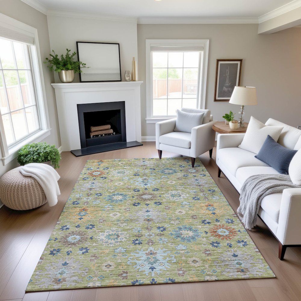 Indoor/Outdoor Silk Road Aloe 2'6" x 3'10" Rug. Picture 5