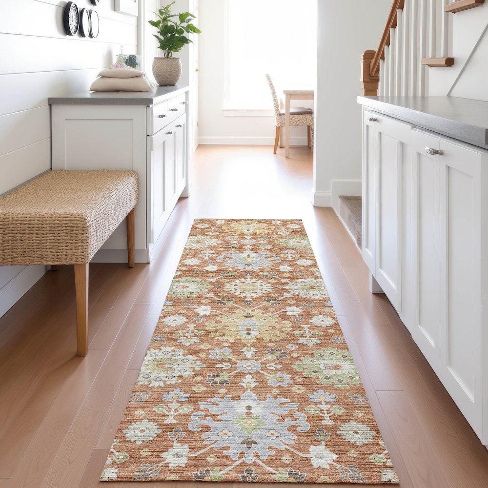 Indoor/Outdoor Silk Road Cayenne 2'3" x 7'6" Runner Rug. Picture 5