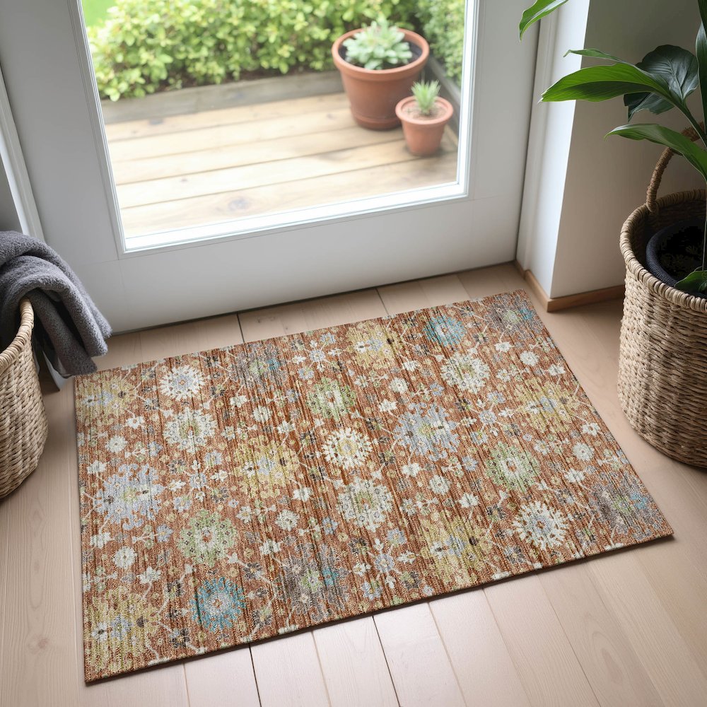 Indoor/Outdoor Silk Road Cayenne 1'8" x 2'6" Rug. Picture 5