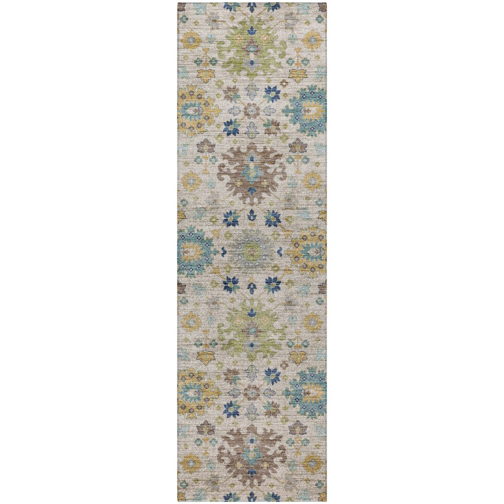 Indoor/Outdoor Silk Road Ivory 2'3" x 7'6" Runner Rug. Picture 1