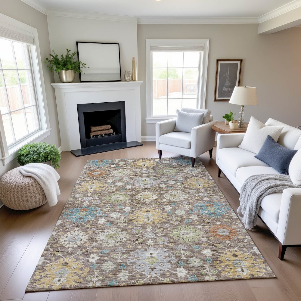 Indoor/Outdoor Silk Road Mocha 2'6" x 3'10" Rug. Picture 5