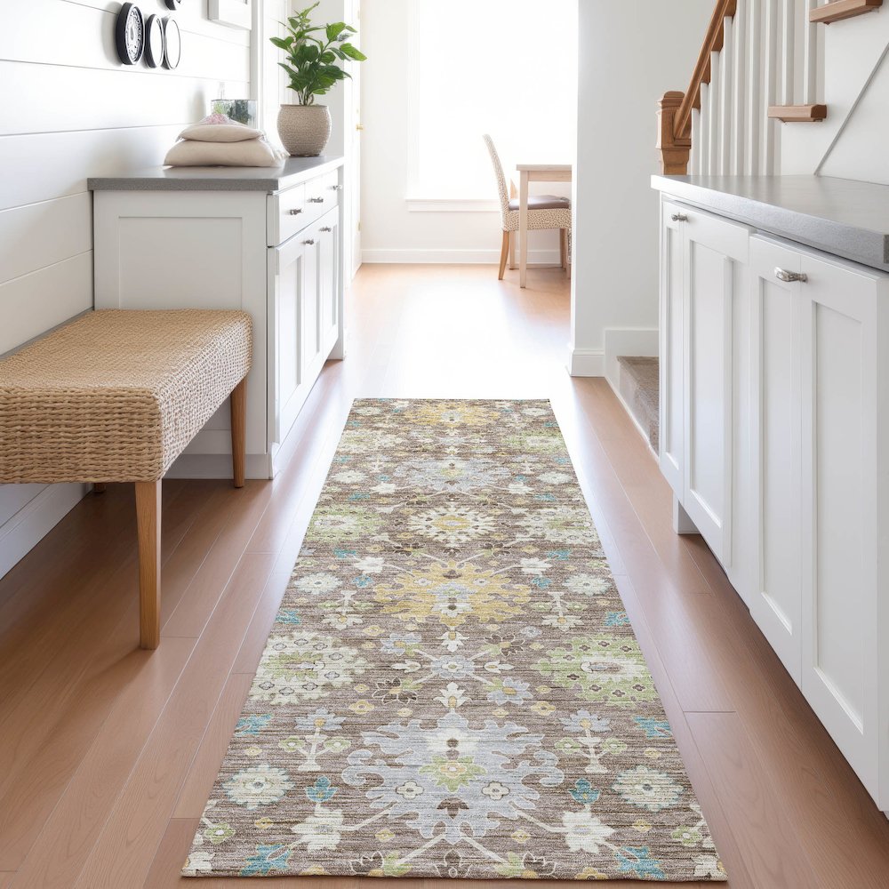 Indoor/Outdoor Silk Road Mocha 2'3" x 7'6" Runner Rug. Picture 5