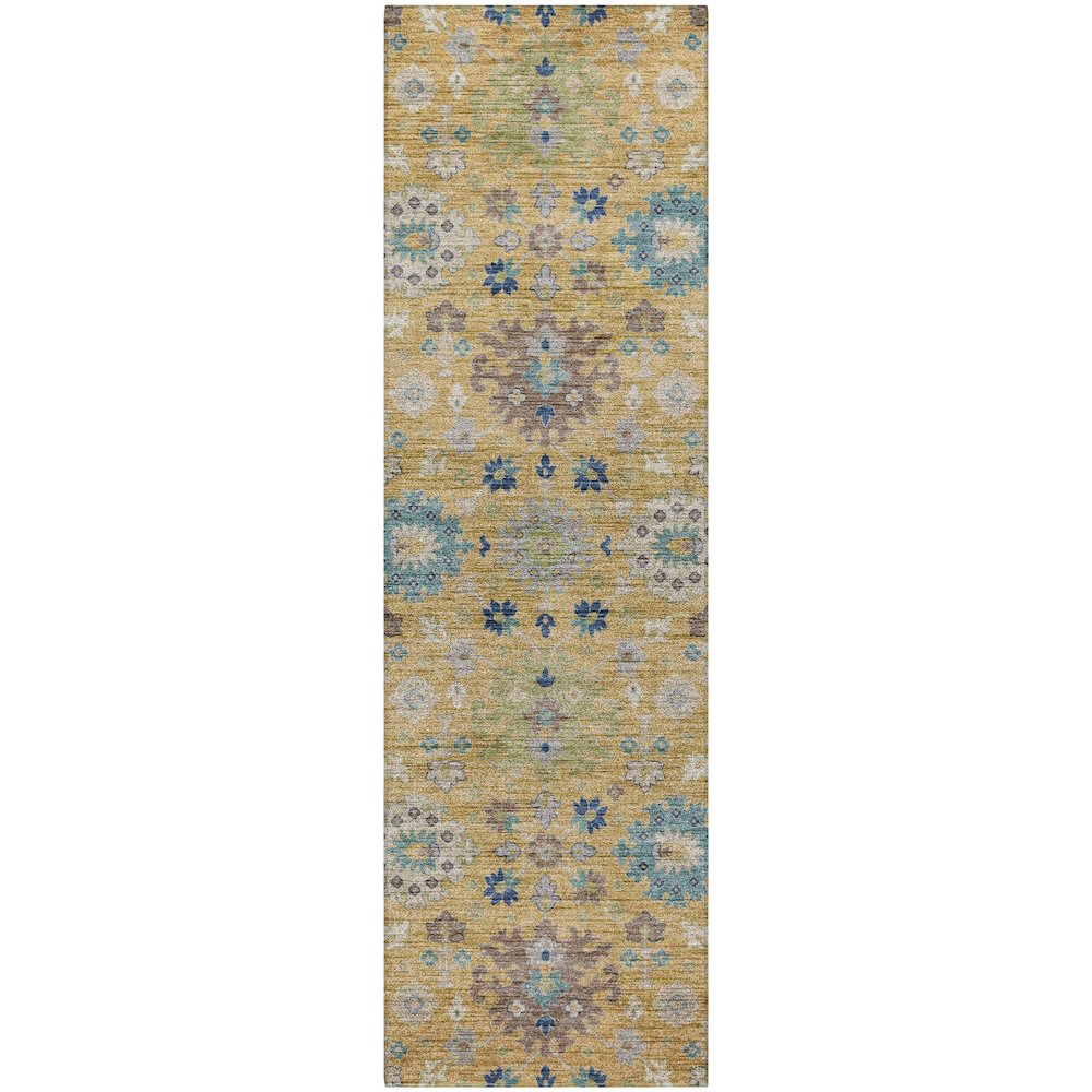 Indoor/Outdoor Silk Road Turmeric 2'3" x 7'6" Runner Rug. Picture 1