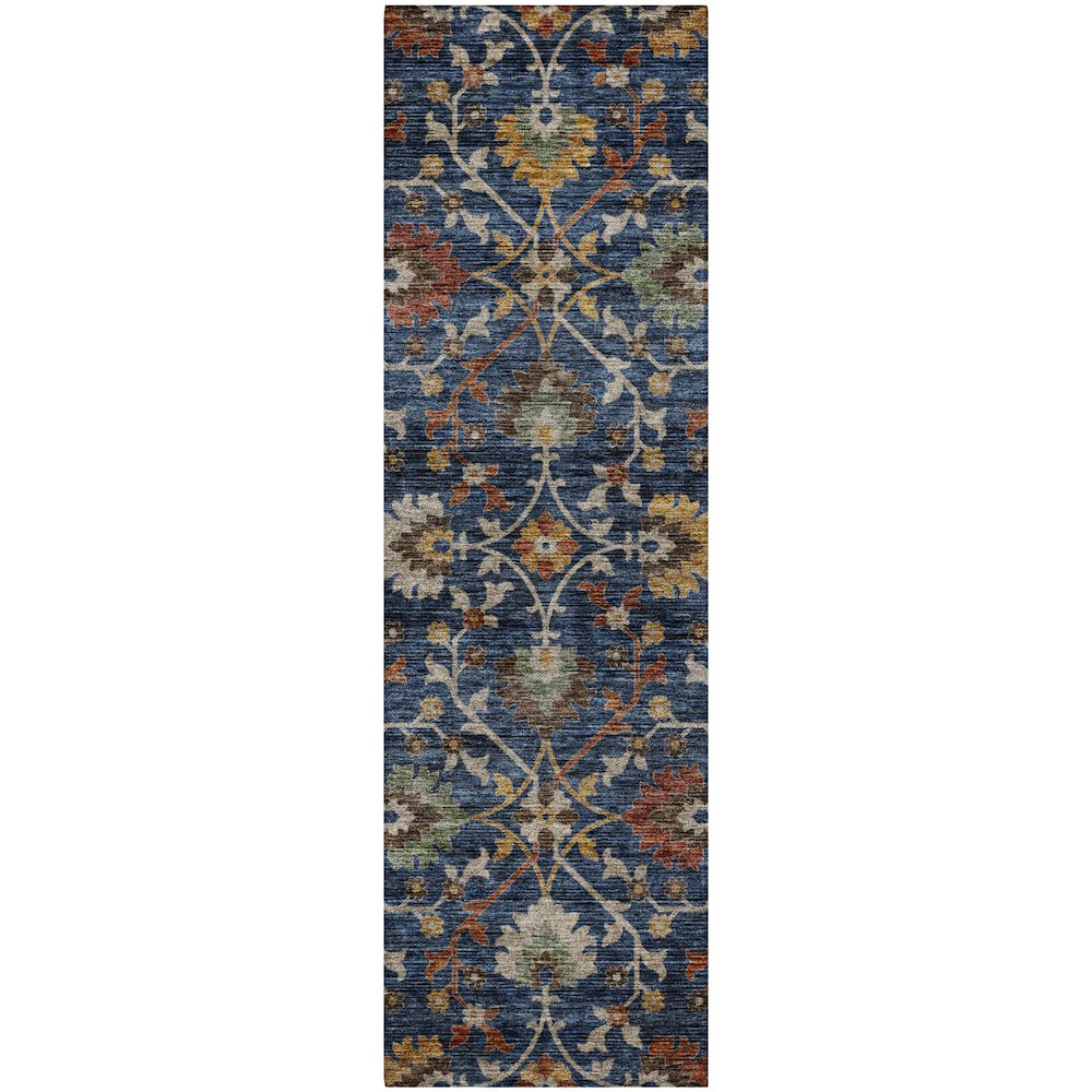 Indoor/Outdoor Silk Road Navy 2'3" x 7'6" Runner Rug. Picture 1