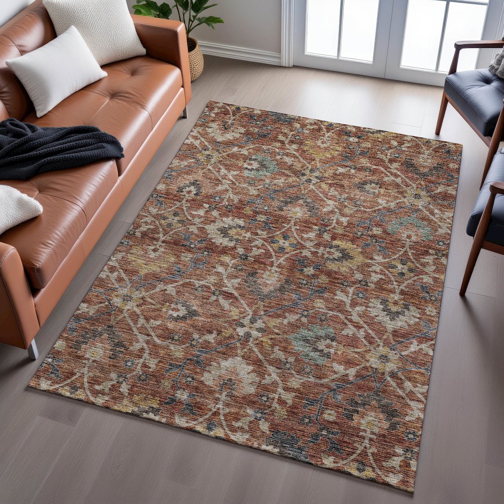 Indoor/Outdoor Silk Road Paprika 2'6" x 3'10" Rug. Picture 6