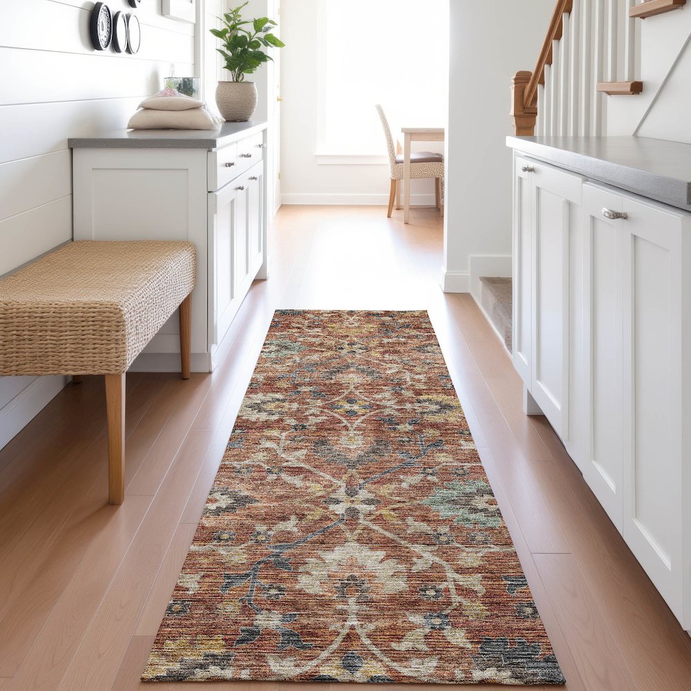 Indoor/Outdoor Silk Road Paprika 2'3" x 7'6" Runner Rug. Picture 5