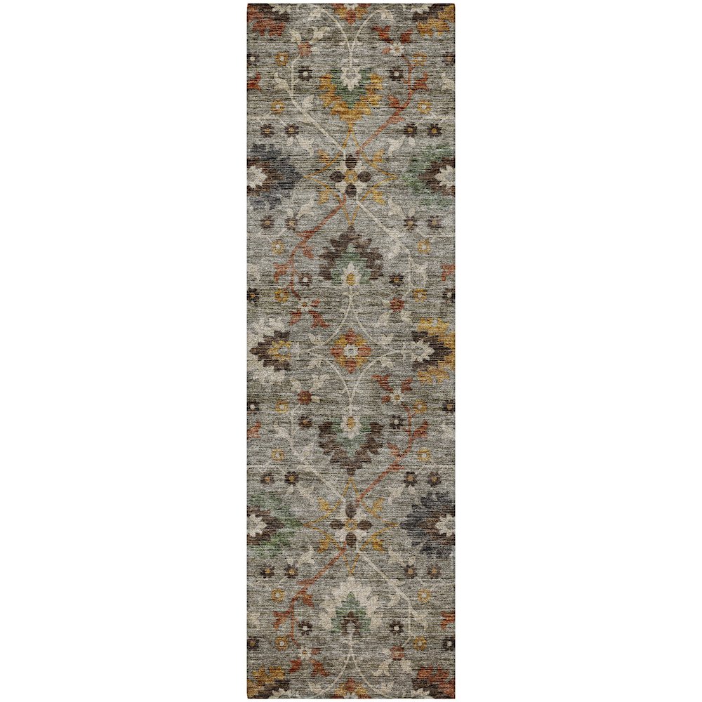 Indoor/Outdoor Silk Road Pewter 2'3" x 7'6" Runner Rug. Picture 1