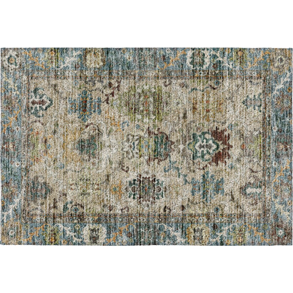 Indoor/Outdoor Silk Road Aqua 1'8" x 2'6" Rug. Picture 1