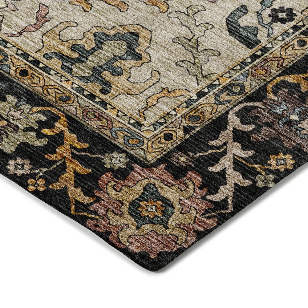 Indoor/Outdoor Silk Road Black 1'8" x 2'6" Rug. Picture 2