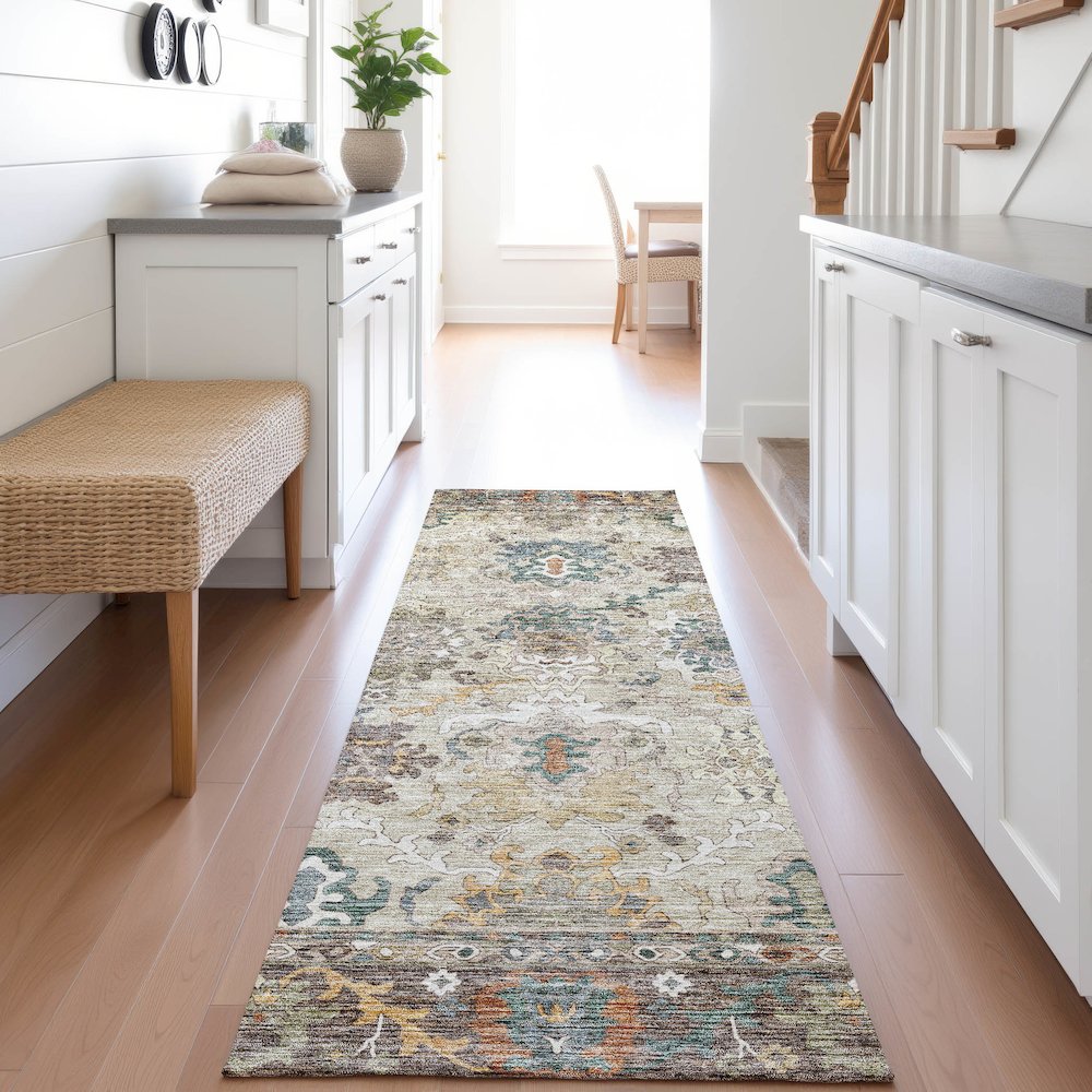 Indoor/Outdoor Silk Road Chocolate 2'3" x 7'6" Runner Rug. Picture 5