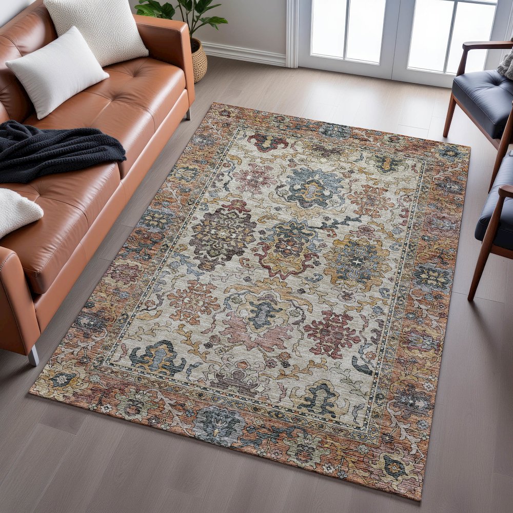 Indoor/Outdoor Silk Road Copper 2'6" x 3'10" Rug. Picture 6
