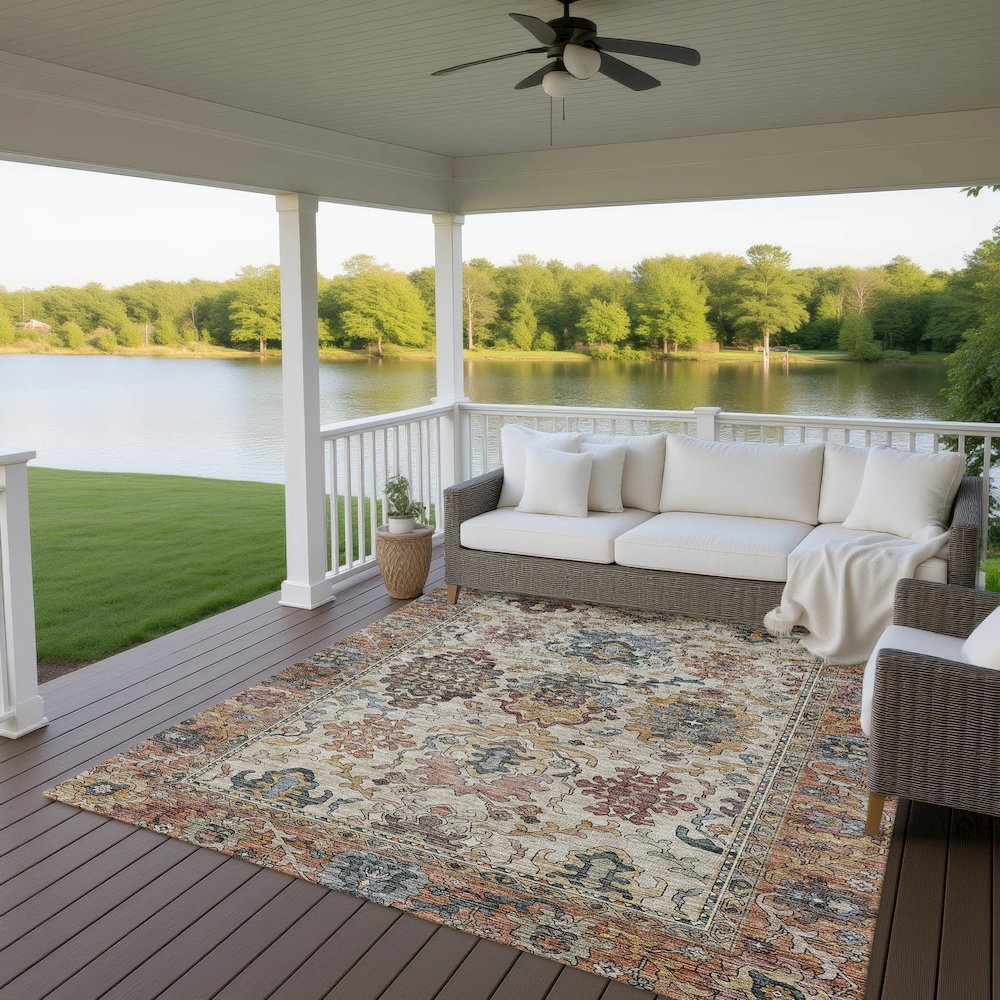 Indoor/Outdoor Silk Road Copper 2'6" x 3'10" Rug. Picture 7