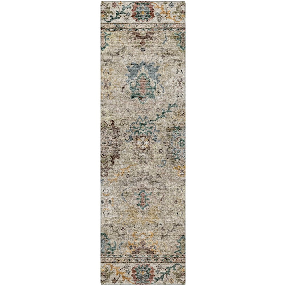 Indoor/Outdoor Silk Road Putty 2'3" x 7'6" Runner Rug. Picture 1