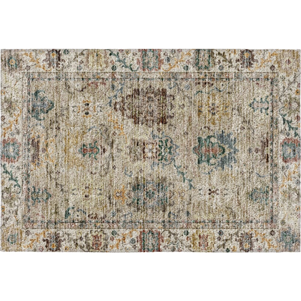 Indoor/Outdoor Silk Road Putty 1'8" x 2'6" Rug. Picture 1