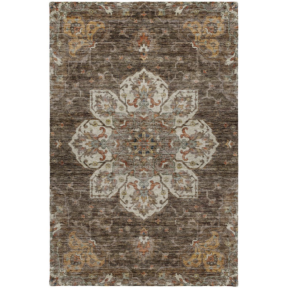 Indoor/Outdoor Silk Road Chocolate 2'6" x 3'10" Rug. Picture 1