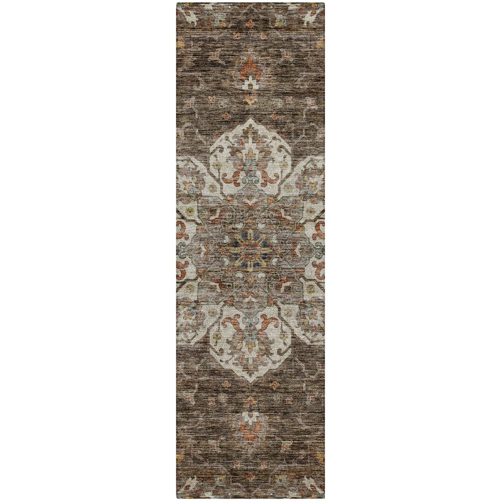 Indoor/Outdoor Silk Road Chocolate 2'3" x 7'6" Runner Rug. Picture 1