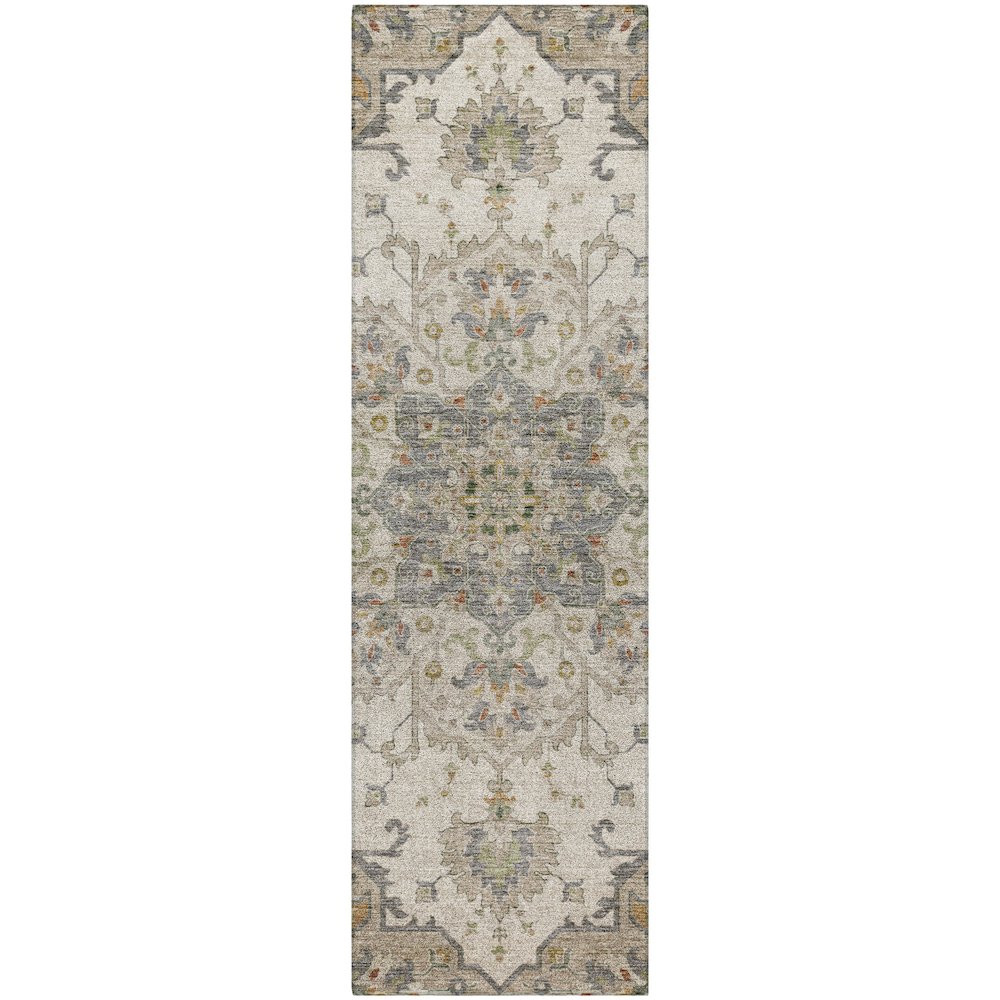 Indoor/Outdoor Silk Road Ivory 2'3" x 7'6" Runner Rug. Picture 1