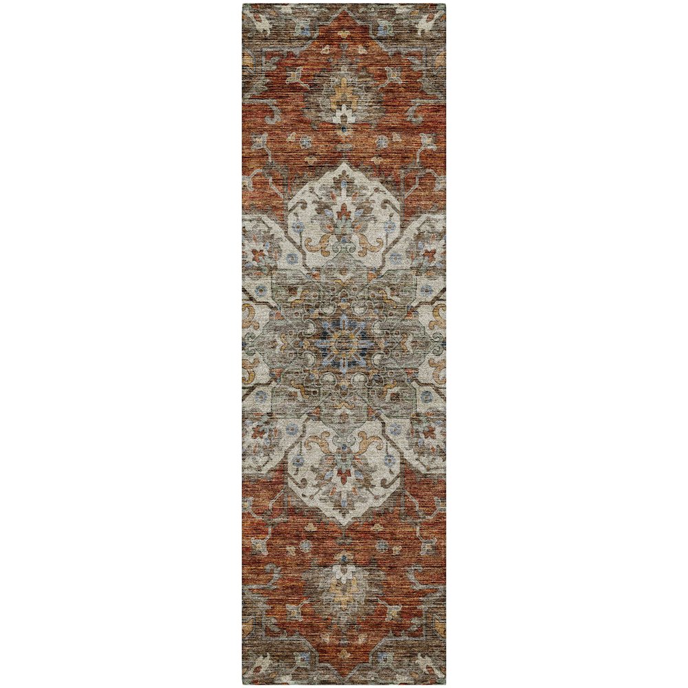 Indoor/Outdoor Silk Road Paprika 2'3" x 7'6" Runner Rug. Picture 1