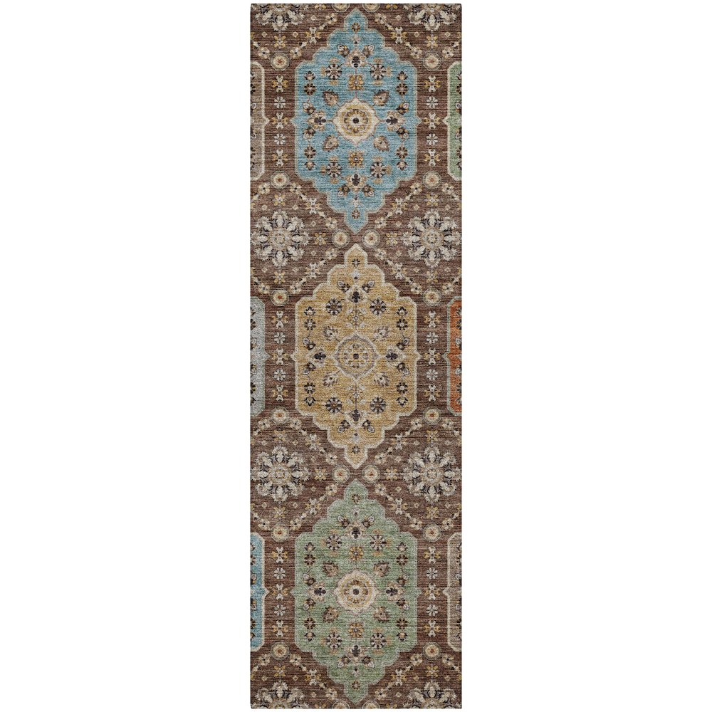 Indoor/Outdoor Silk Road Chocolate 2'3" x 7'6" Runner Rug. Picture 1