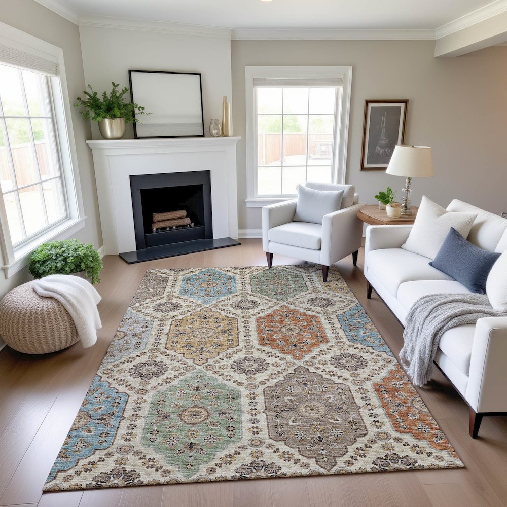 Indoor/Outdoor Silk Road Linen 2'6" x 3'10" Rug. Picture 5