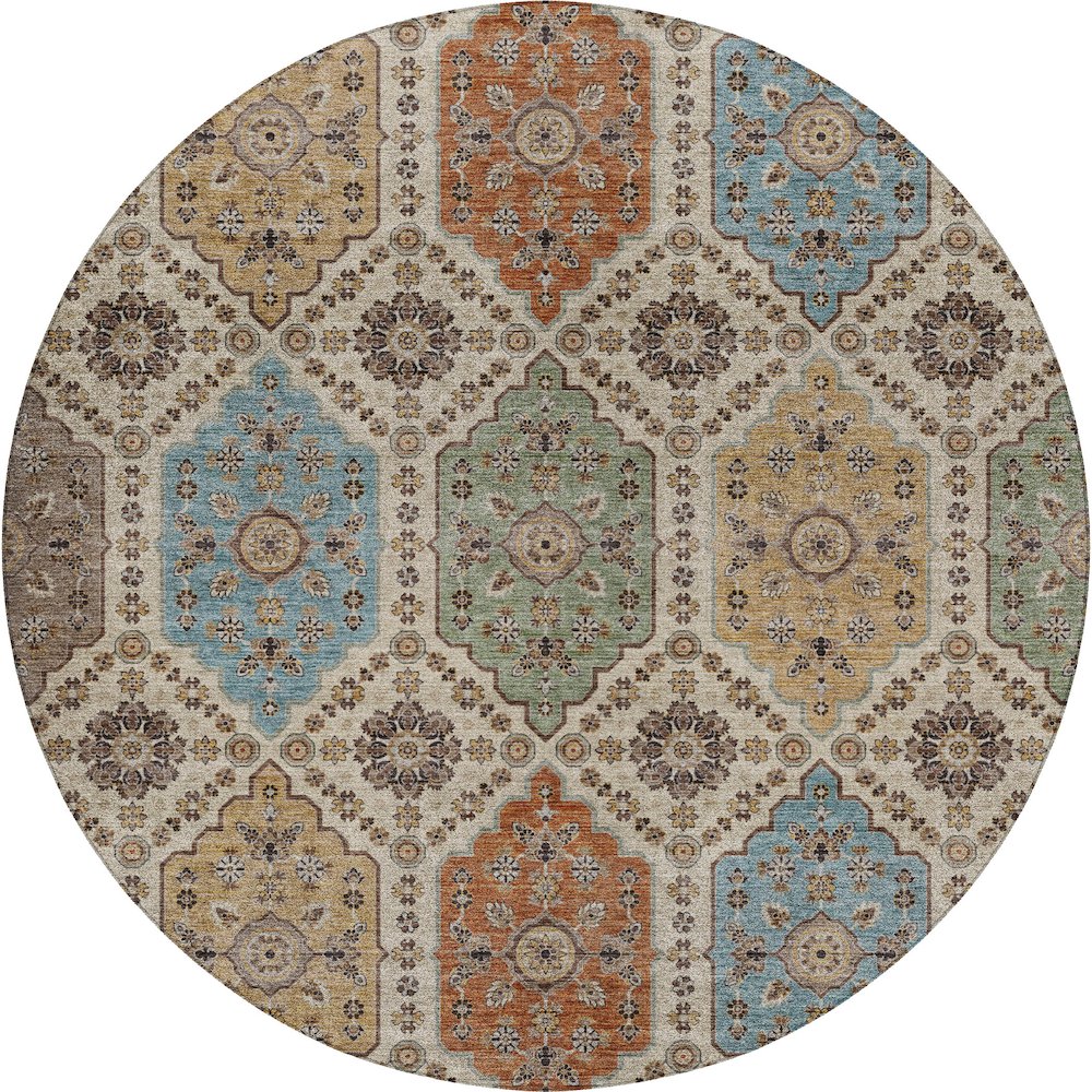 Indoor/Outdoor Silk Road Linen 8' x 8' Round Rug. Picture 1