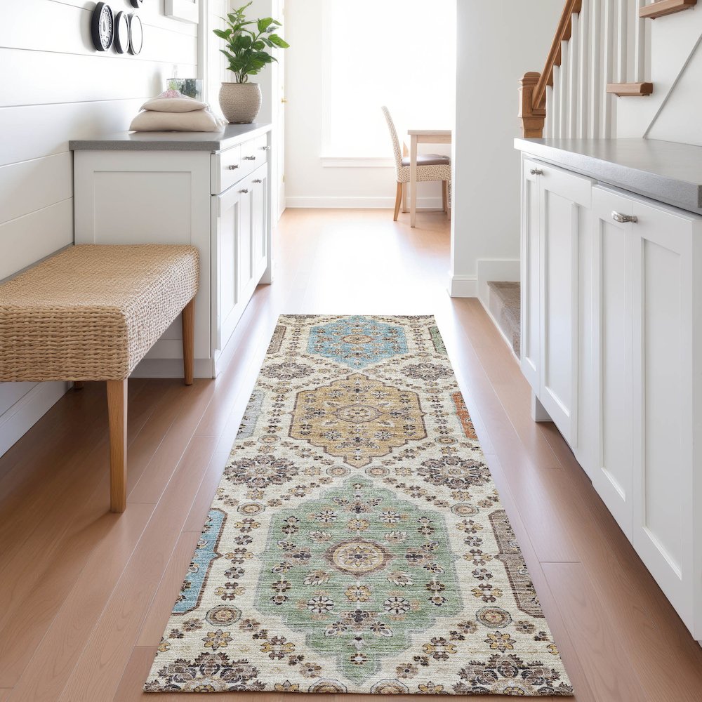 Indoor/Outdoor Silk Road Linen 2'3" x 7'6" Runner Rug. Picture 5
