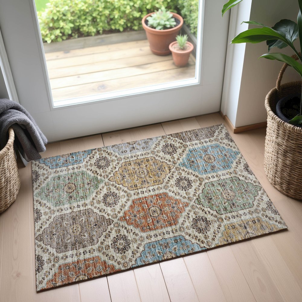 Indoor/Outdoor Silk Road Linen 1'8" x 2'6" Rug. Picture 5